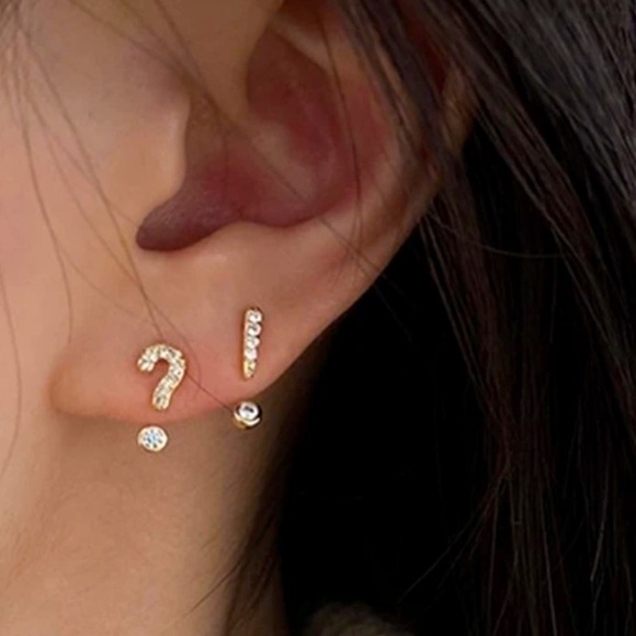 Question Mark and Exclamation Point Stud Earrings - Picture 1 of 4